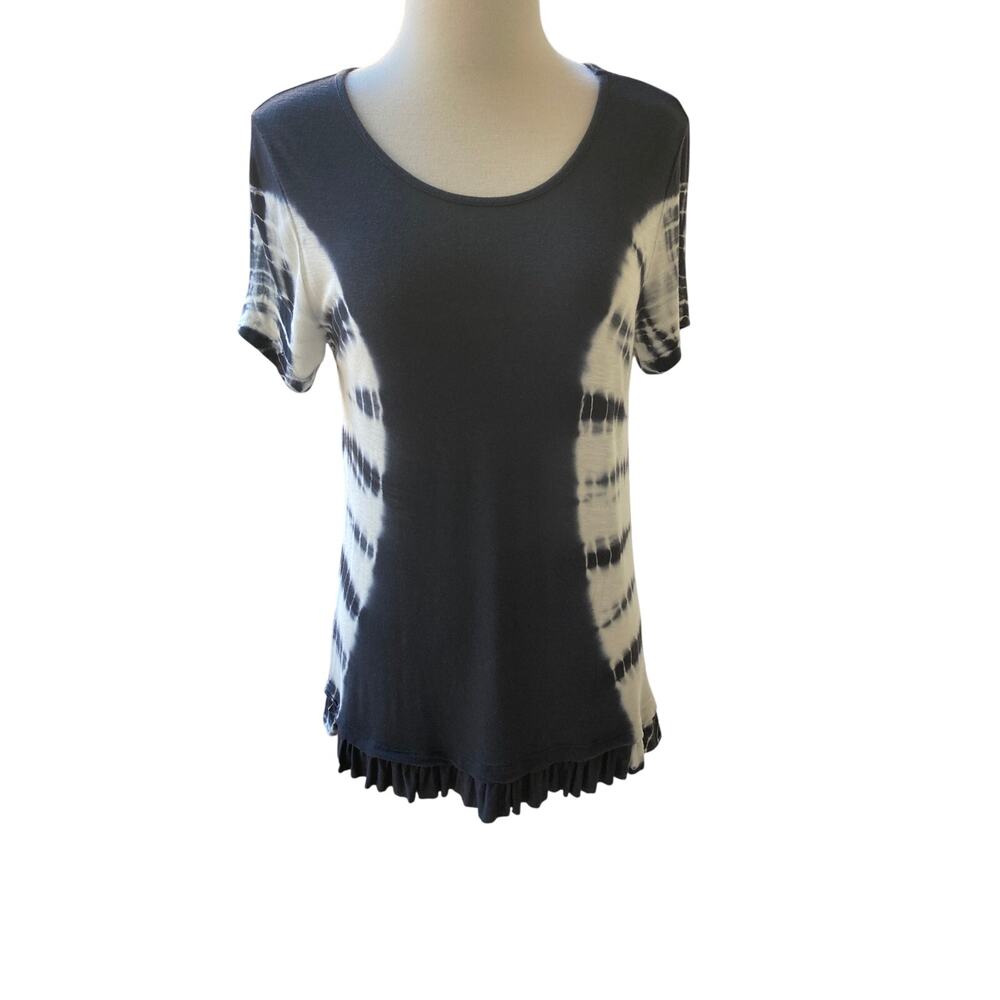 Tie-Dye Gray and White  Short Sleeve Tee w/Ruffled Hem Size S
